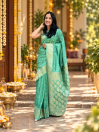 Malai Silk Saree - Pista Green