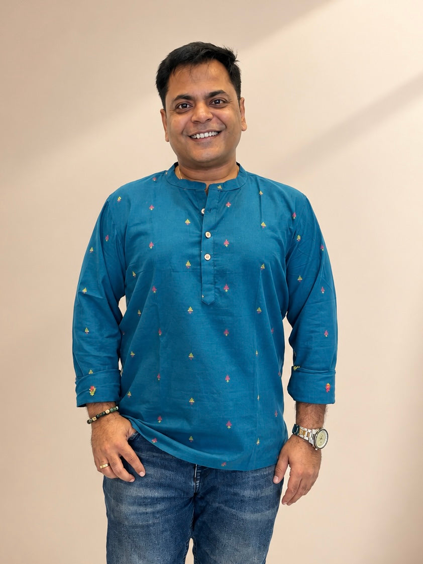 Men's Short Kurta - Teal