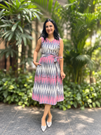 Ikat with Belt and Front Pockets - Pink & Grey