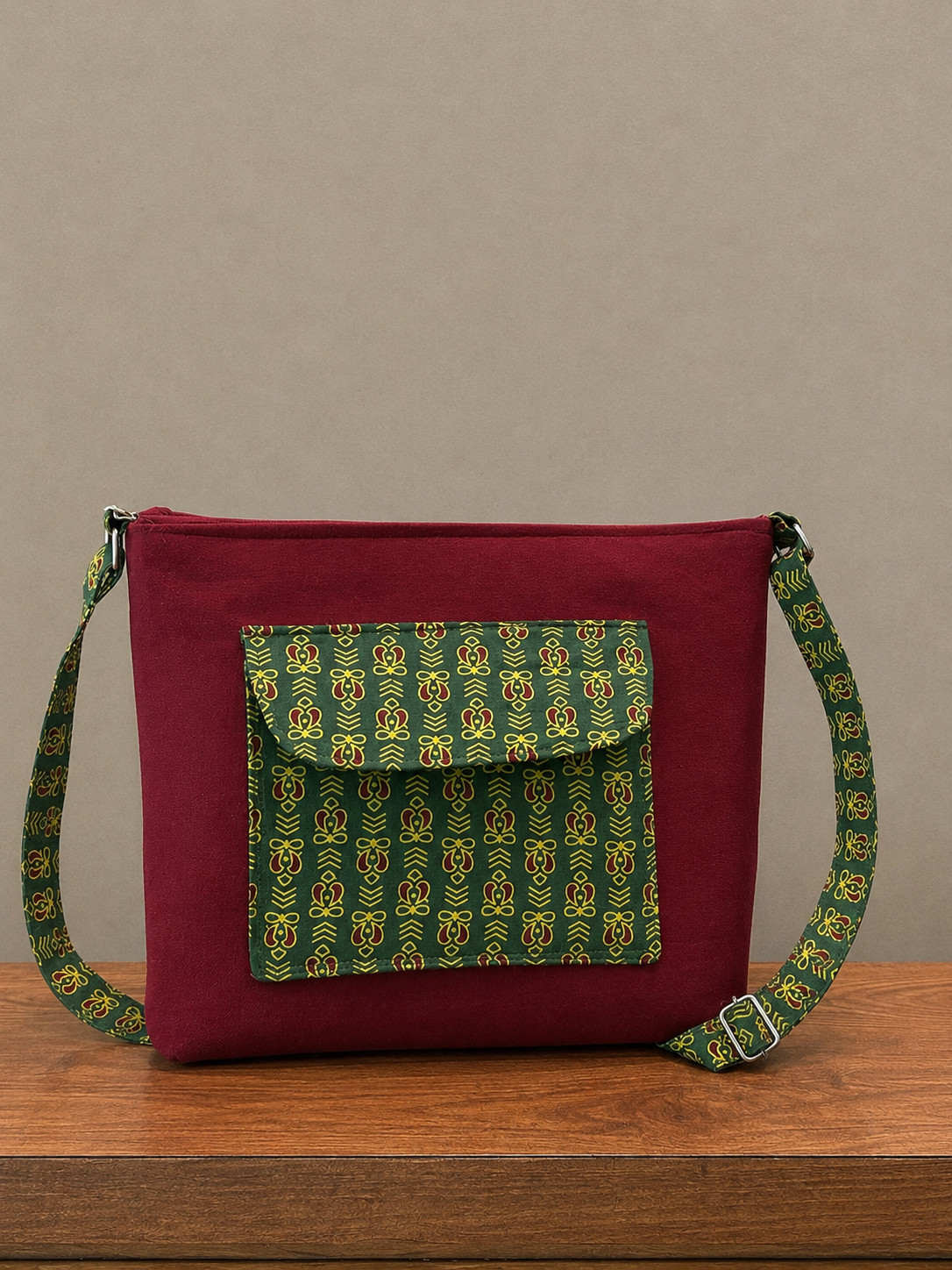 Cotton Rectangle Bag - Maroon