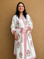 Waffle Bathrobe - Pink Flower