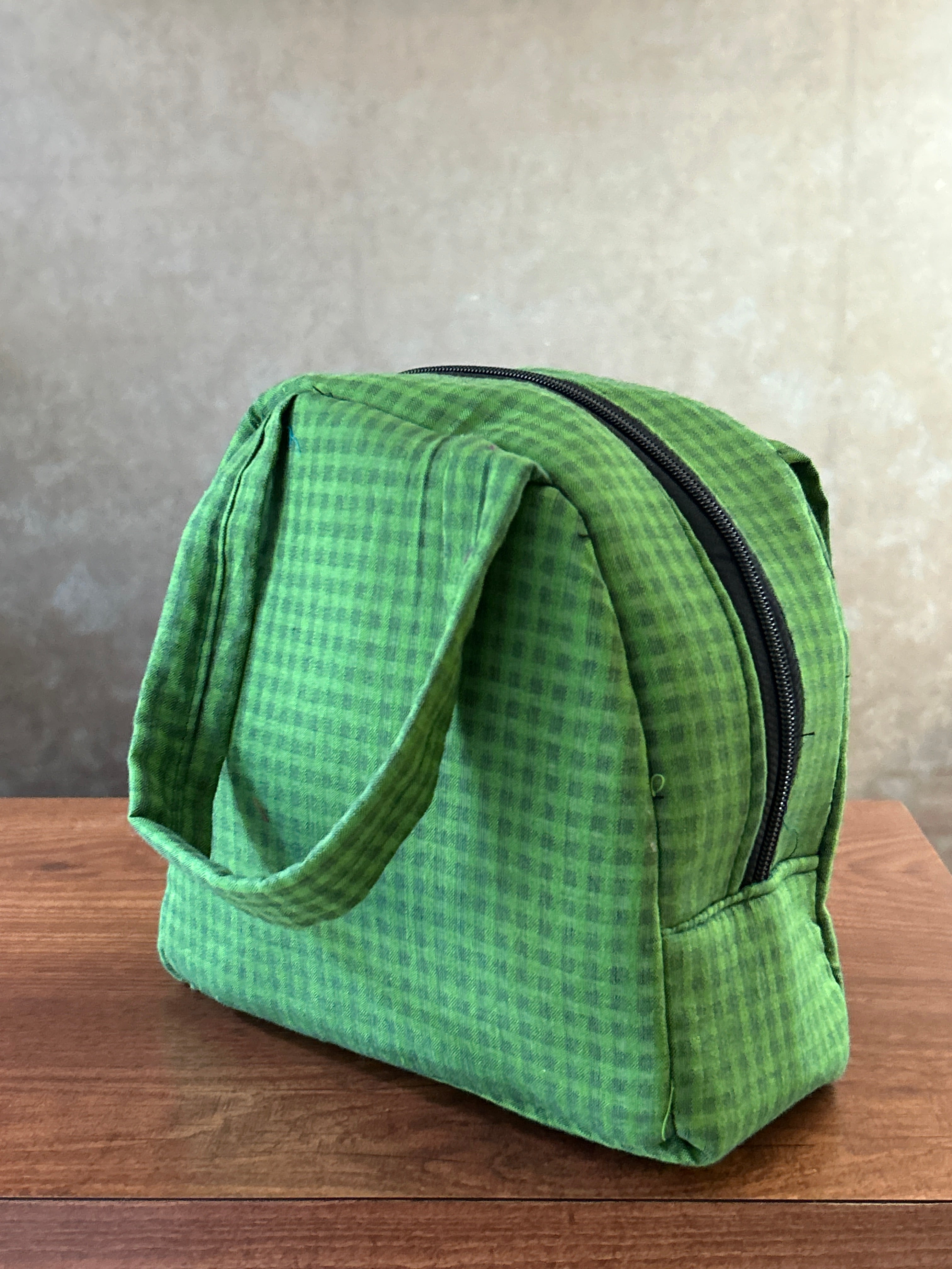 Cotton Tiffin Bag - Green Checks