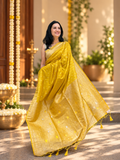 Malai Silk Saree - Yellow