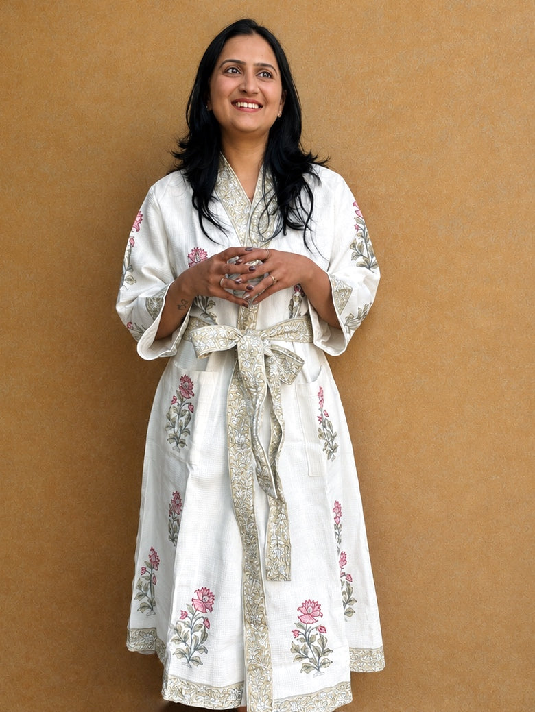 Waffle Bathrobe - Blue