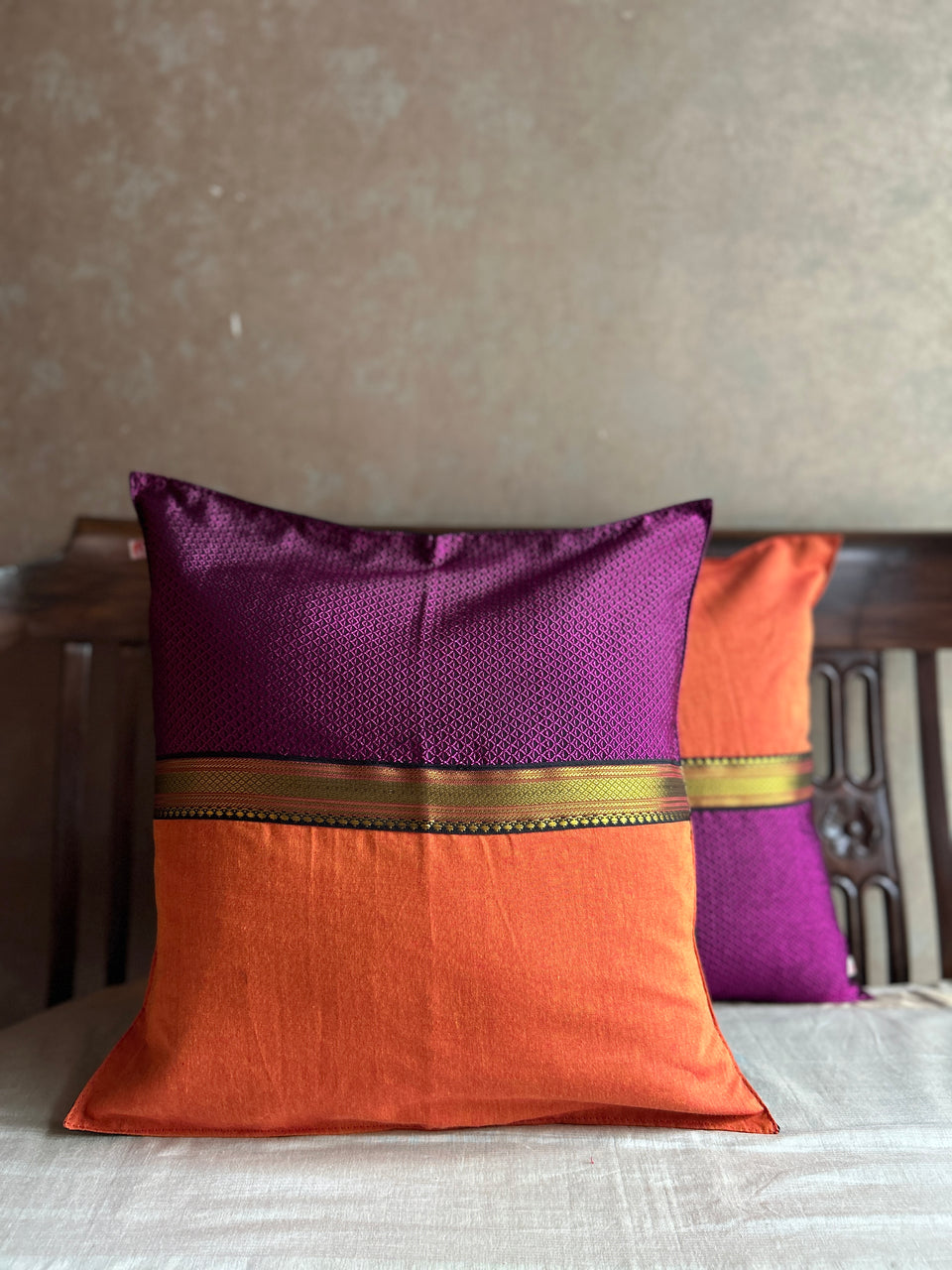 Khun Cushion Cover - Orange + Pink Khun