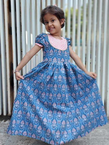 Girl's Cotton Frock -Blue