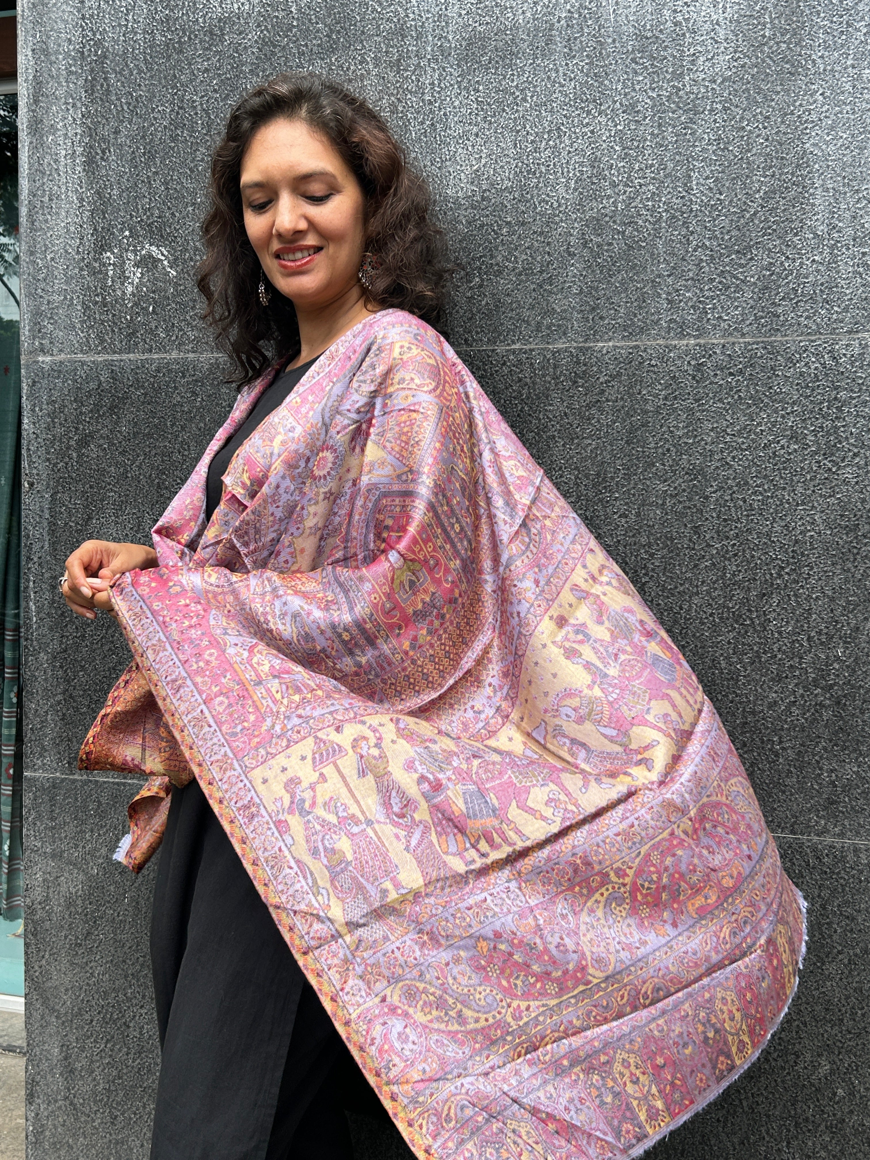 Kashmiri Floral Stole-cum-Shawls