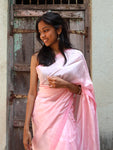 Mangalagiri Plain Cotton Silk Saree - Baby Pink