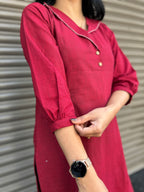 Woman's  Cotton Kurti - Red