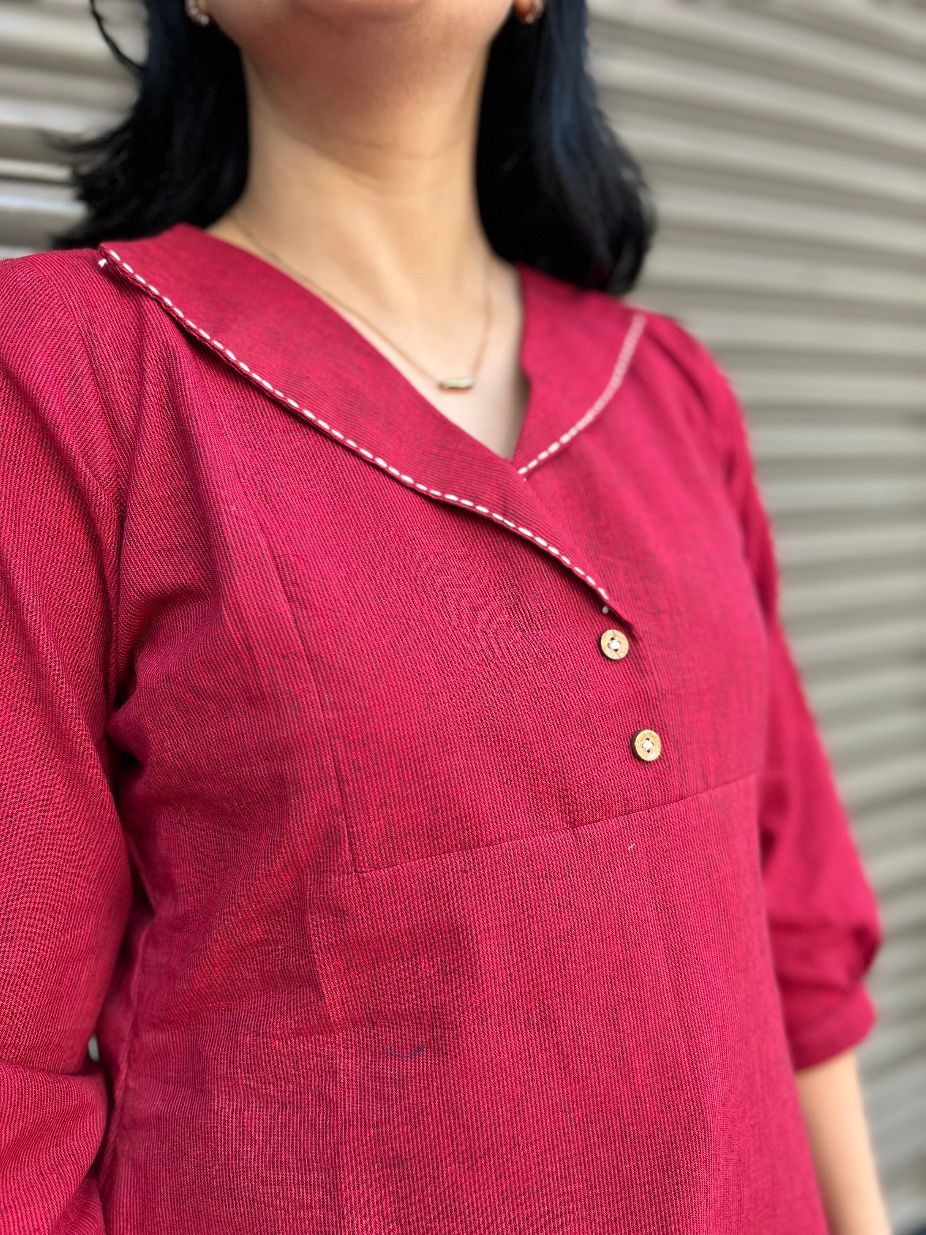 Woman's  Cotton Kurti - Red