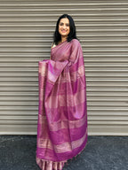 Cotton Silk Saree with Zari Checks - Purple