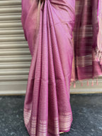 Cotton Silk Saree with Zari Checks - Purple