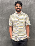 Men's Casual Shirt - White Yellow Butti