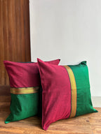 Festive Cushion Cover - Green Khun + Maroon