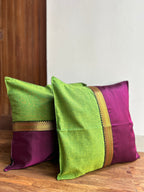Festive Cushion Cover  - Pink khun + Green