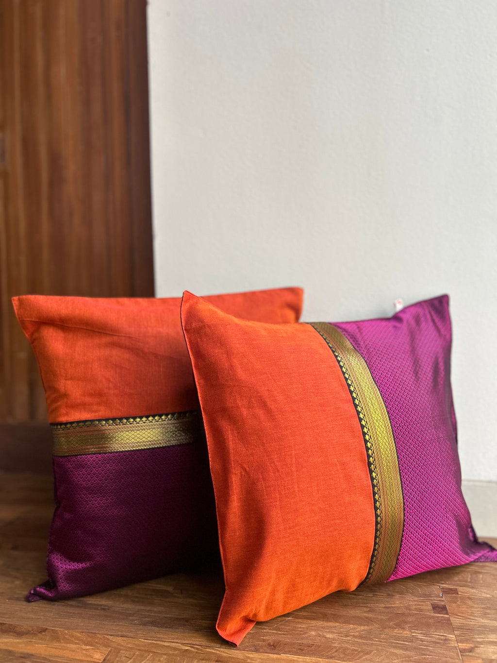 Festive Cushion Cover - Pink Khun + Orange