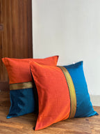 Festive Cushion Cover - Blue Khun + Orange