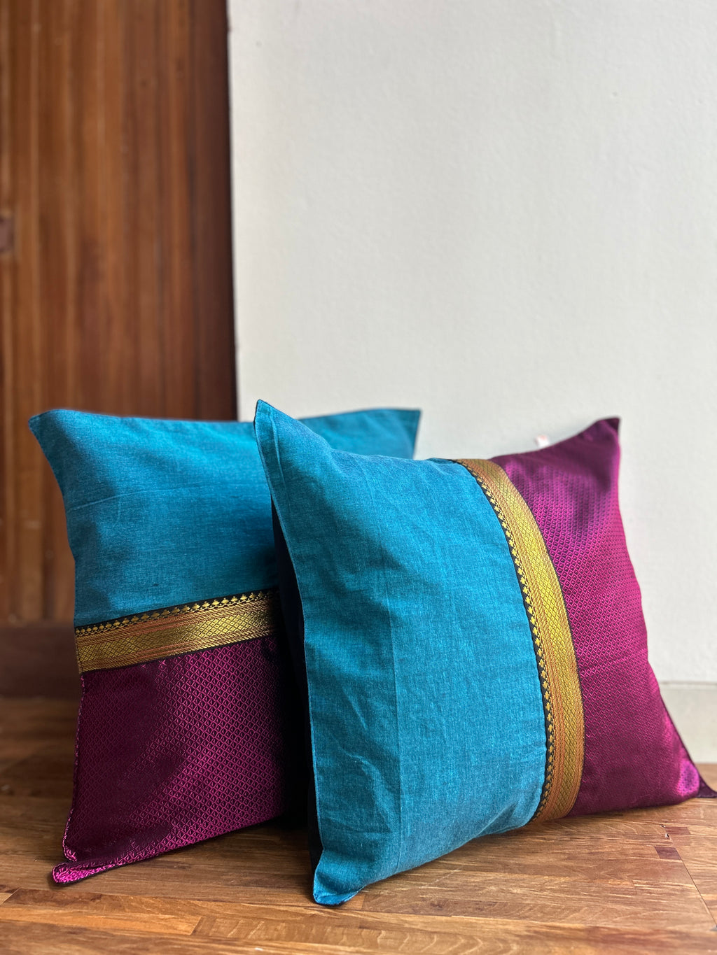 Festive Cushion Cover - Pink Khun + Blue