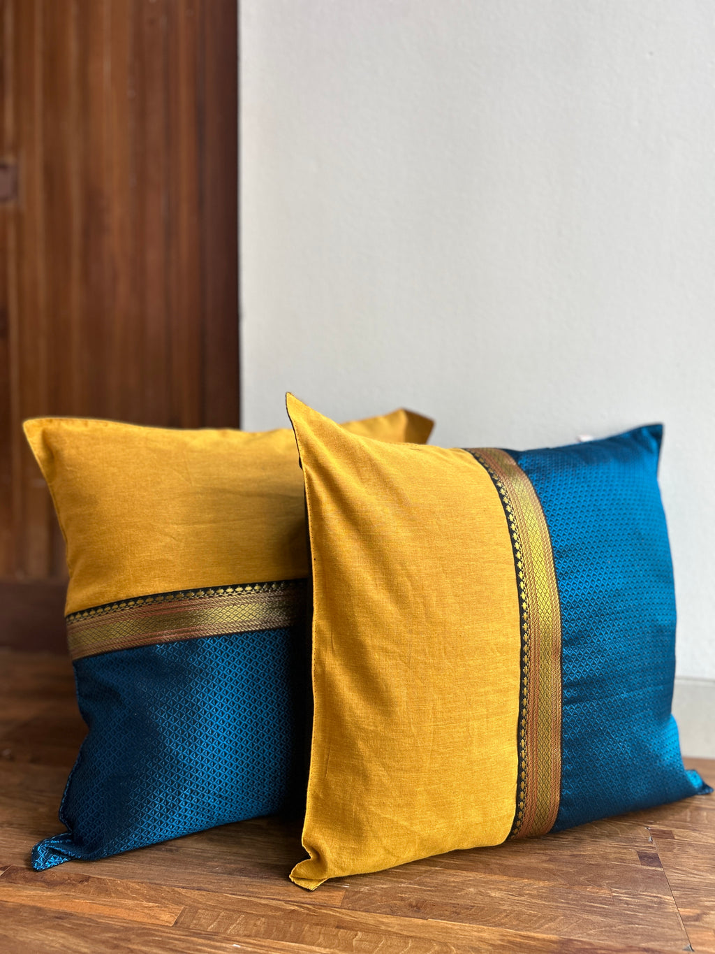 Festive Cushion Cover - Blue Khun + Yellow