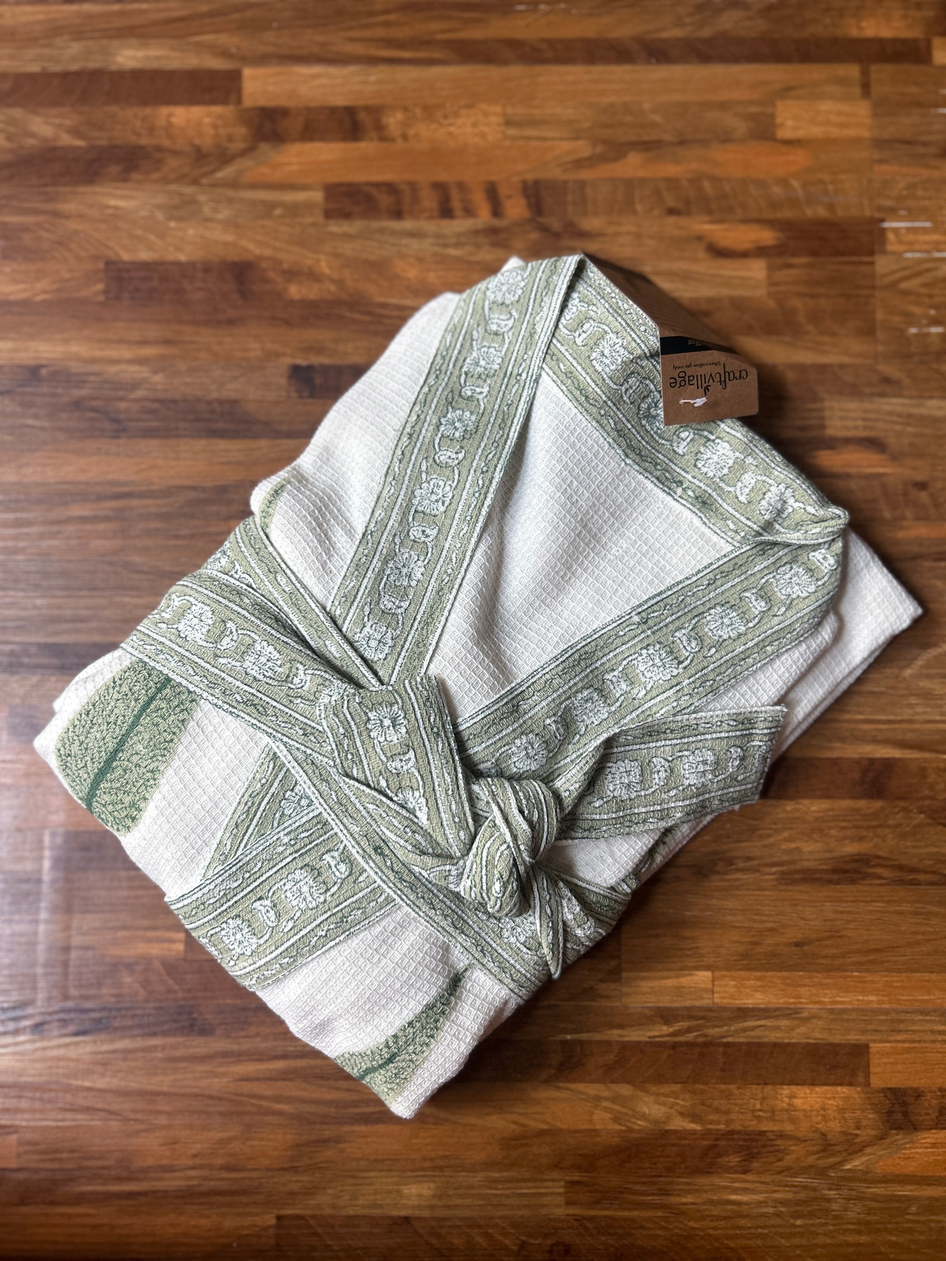 Waffle Bathrobe - Green Leaf