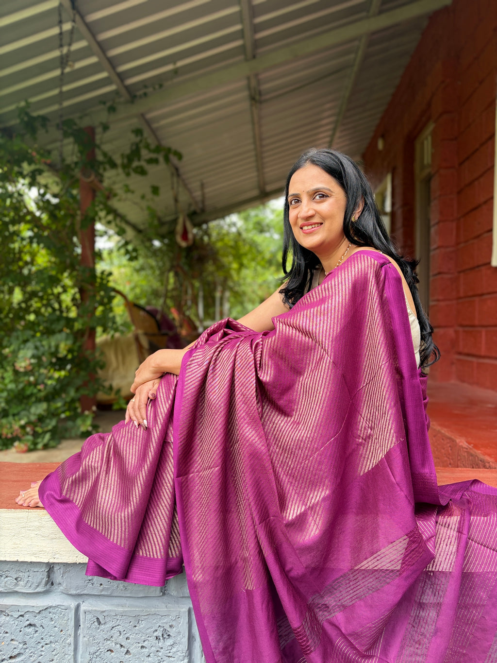 Textured Saree - Purple