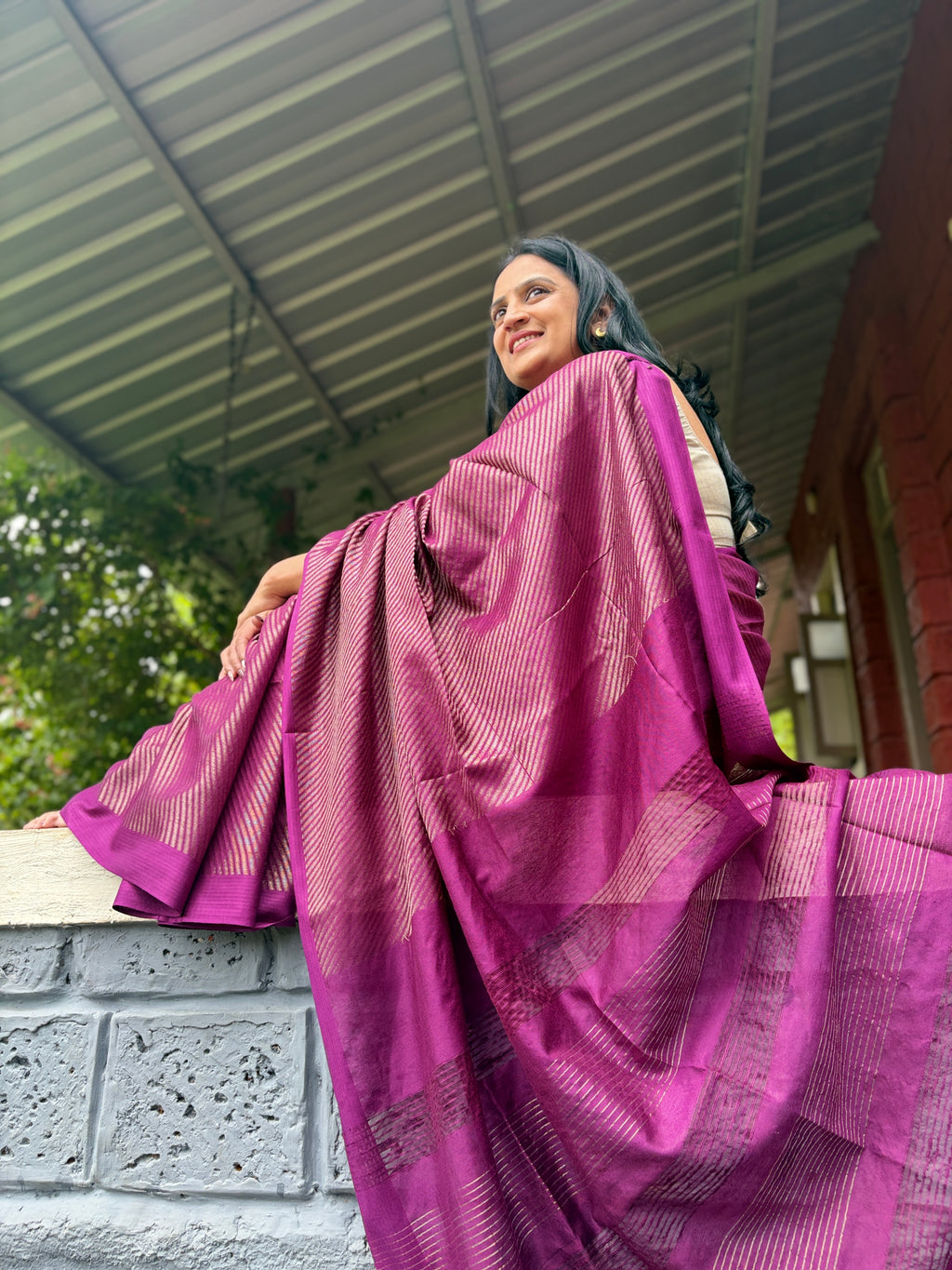 Textured Saree - Purple