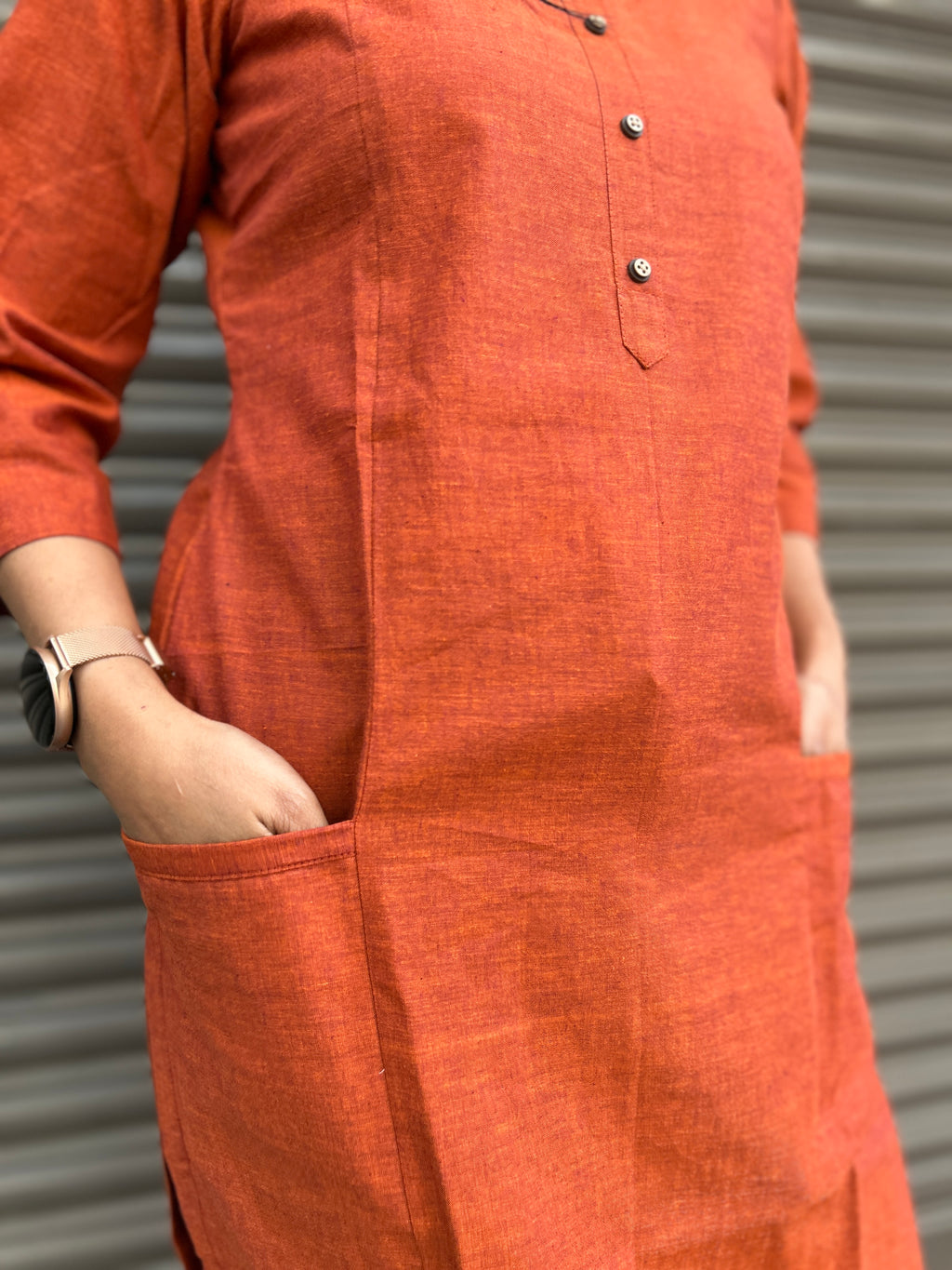 Woman's Cotton Kurti - Rust Orange