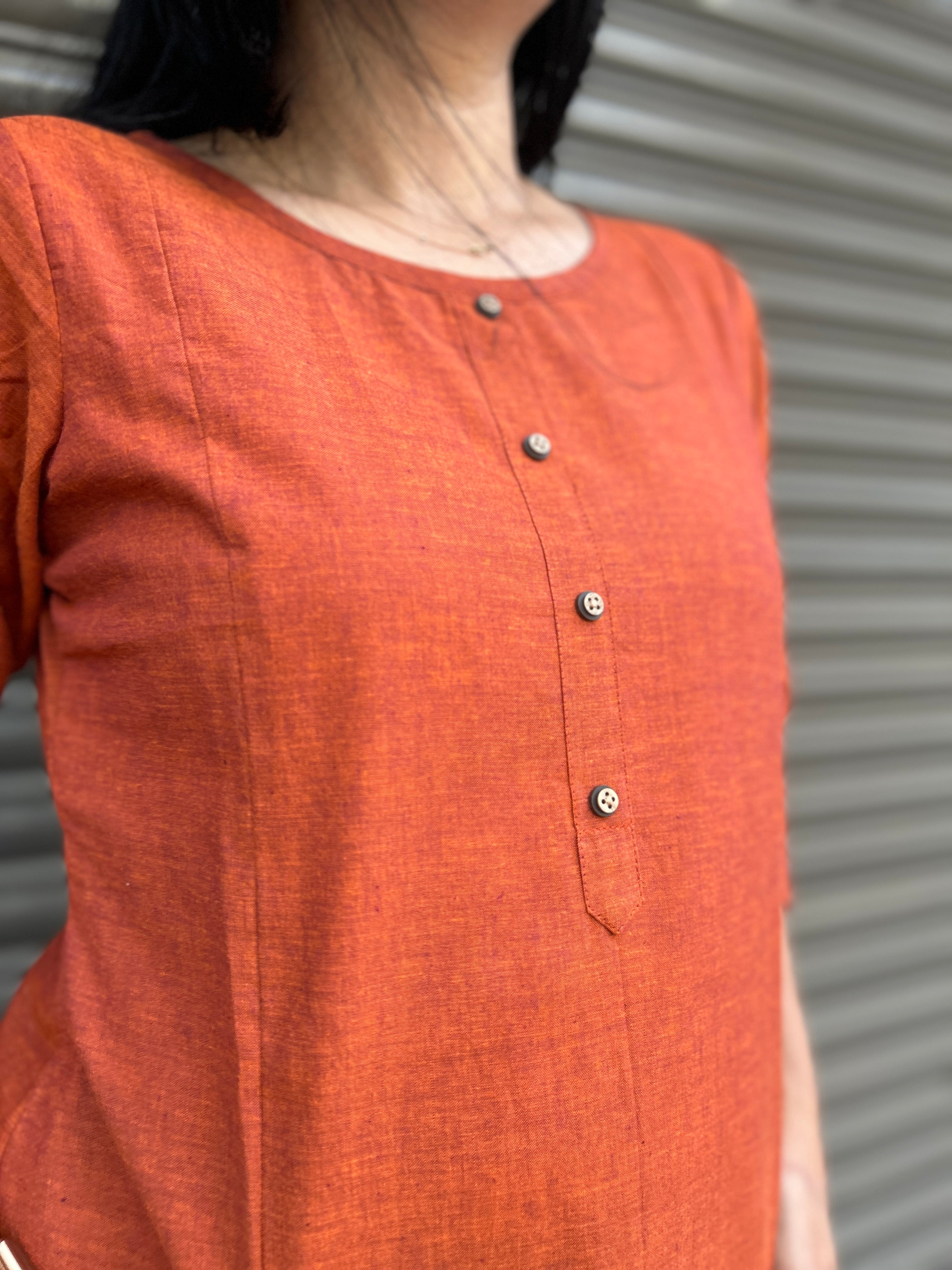 Woman's Cotton Kurti - Rust Orange