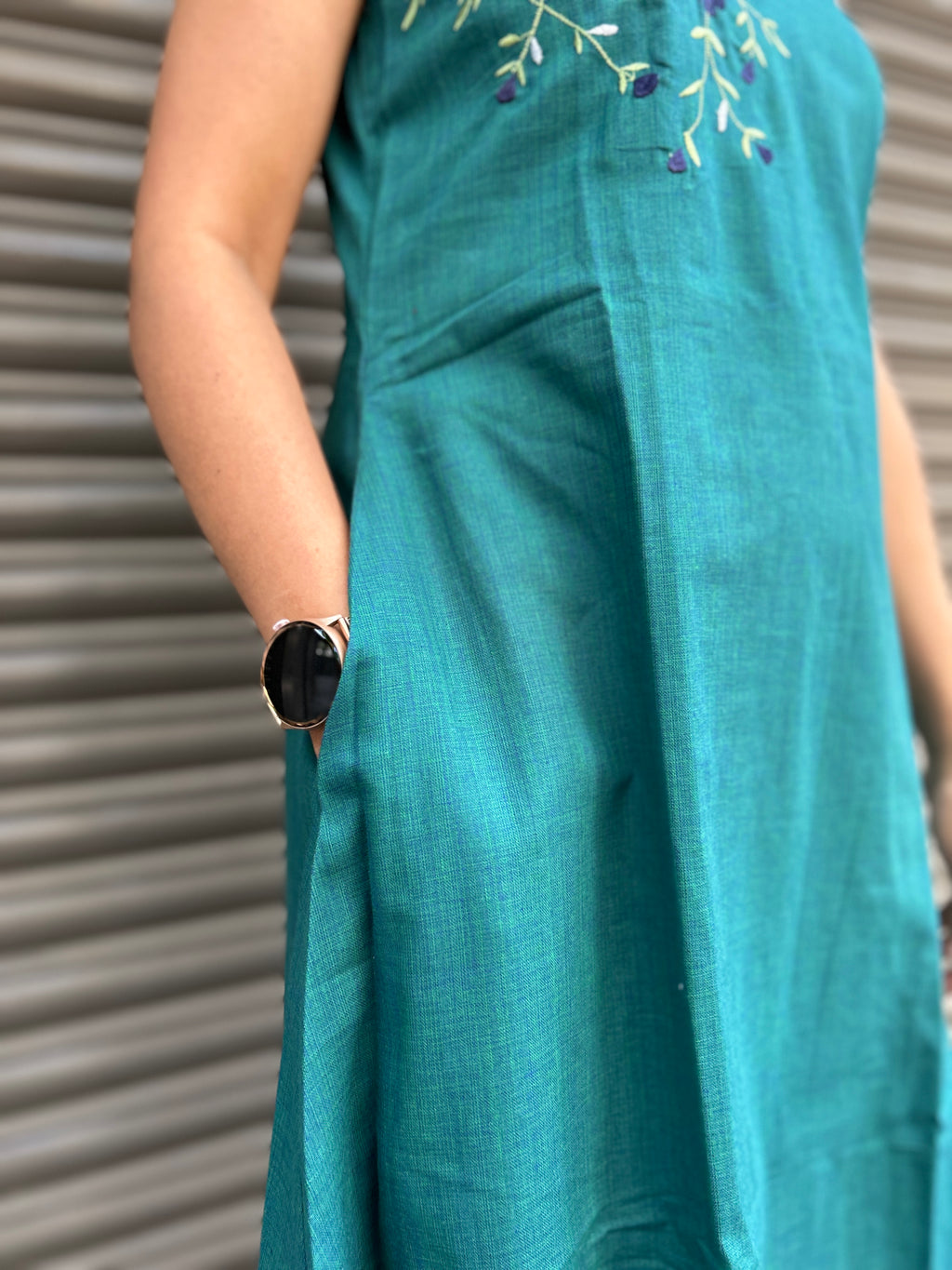 Woman's Casual Dress - Peacock Green