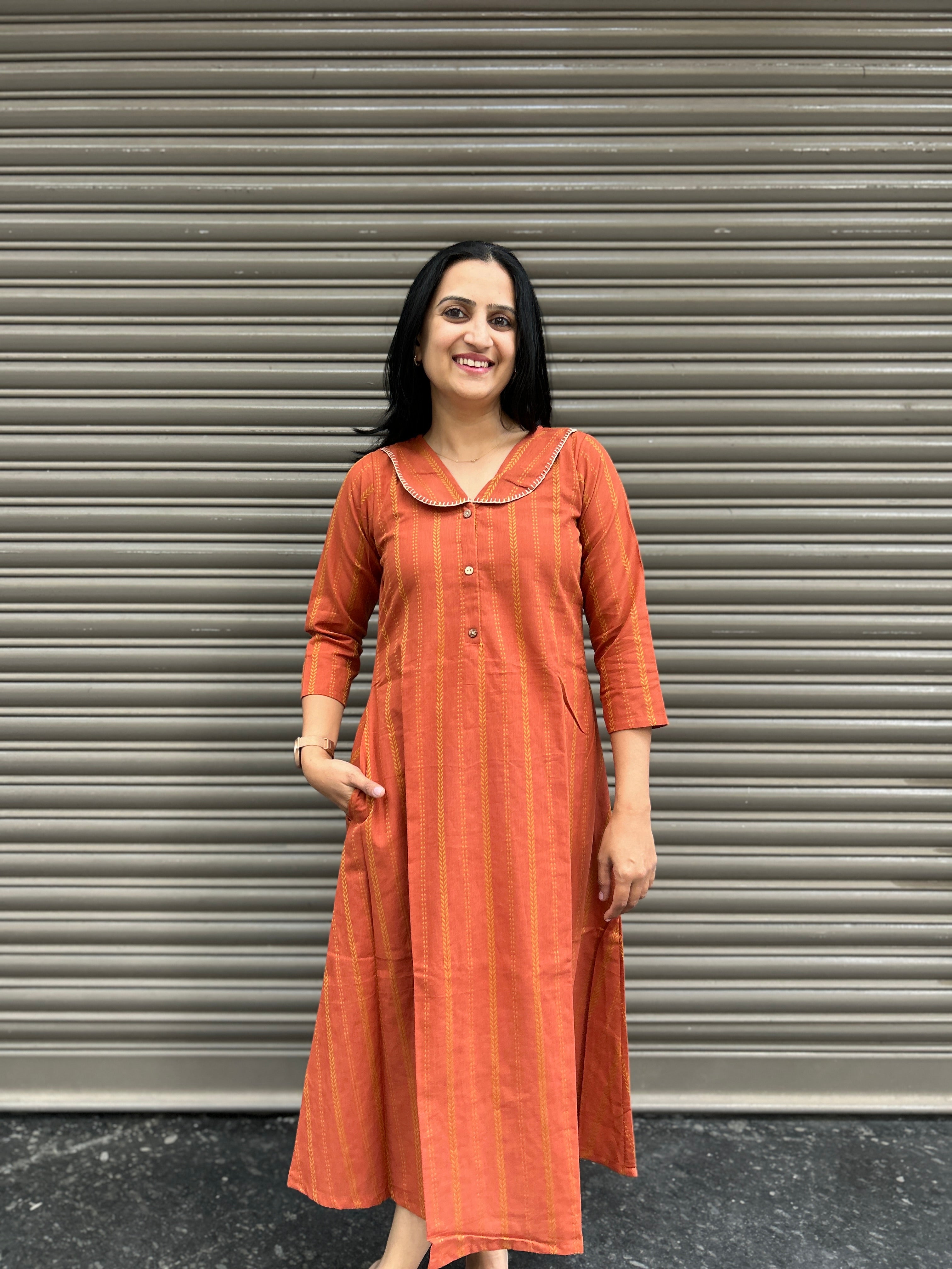 Woman's Casual Dress - Orange
