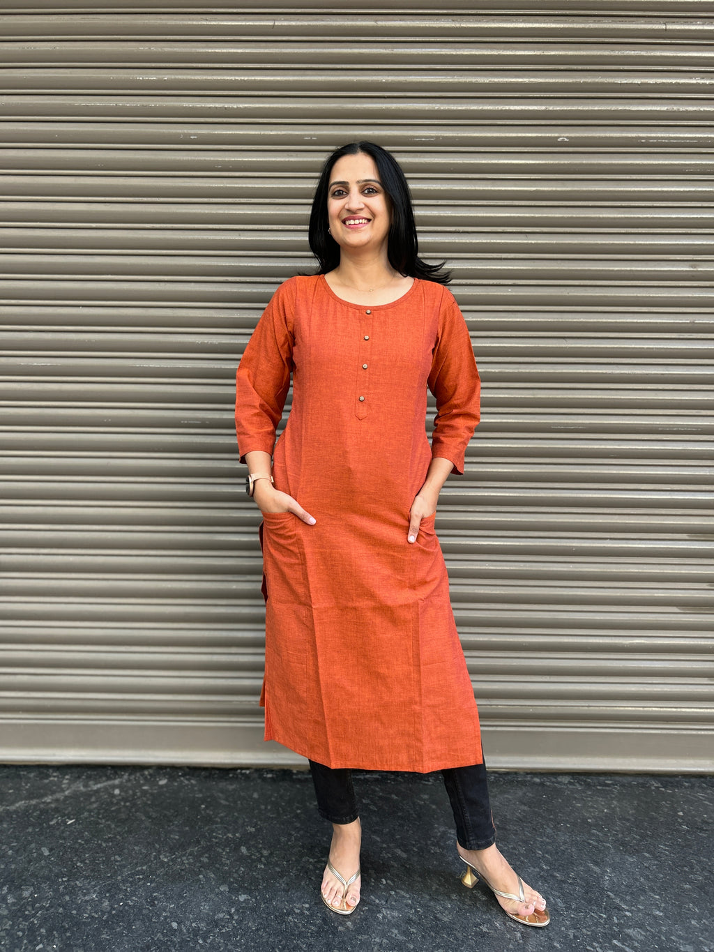 Woman's Cotton Kurti - Rust Orange