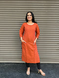 Woman's Cotton Kurti - Rust Orange