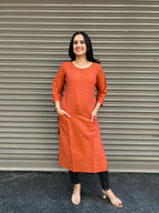 Woman's Cotton Kurti - Rust Orange