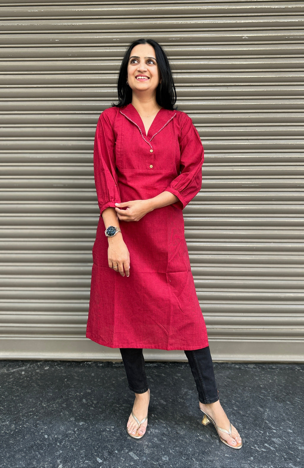 Woman's  Cotton Kurti - Red