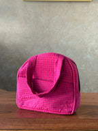Cotton Tiffin Bag- Dark Pink with Checks