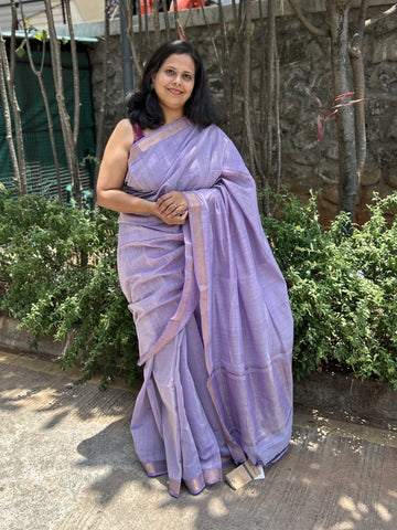 Mangalgiri Cotton Saree with Nizam Border - Purple