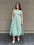 Cotton Check Dress - Mint Green