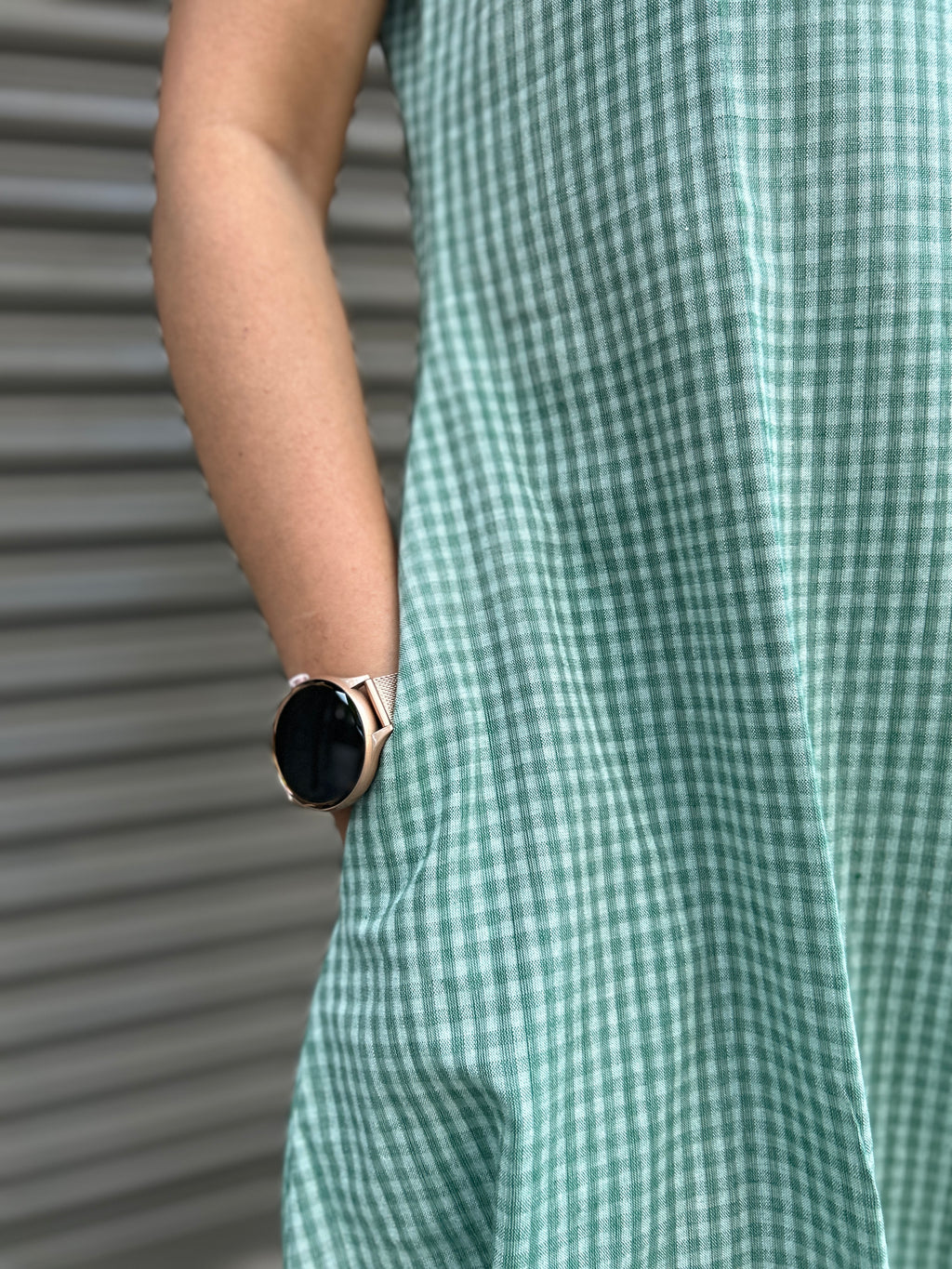 Cotton Check Dress - Mint Green