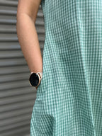 Cotton Check Dress - Mint Green