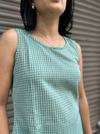 Cotton Check Dress - Mint Green