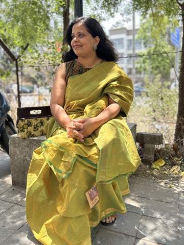 Mangalgiri Cotton Saree with Nizam Border - Green