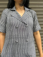 Ikkat Blazer Dress - Grey