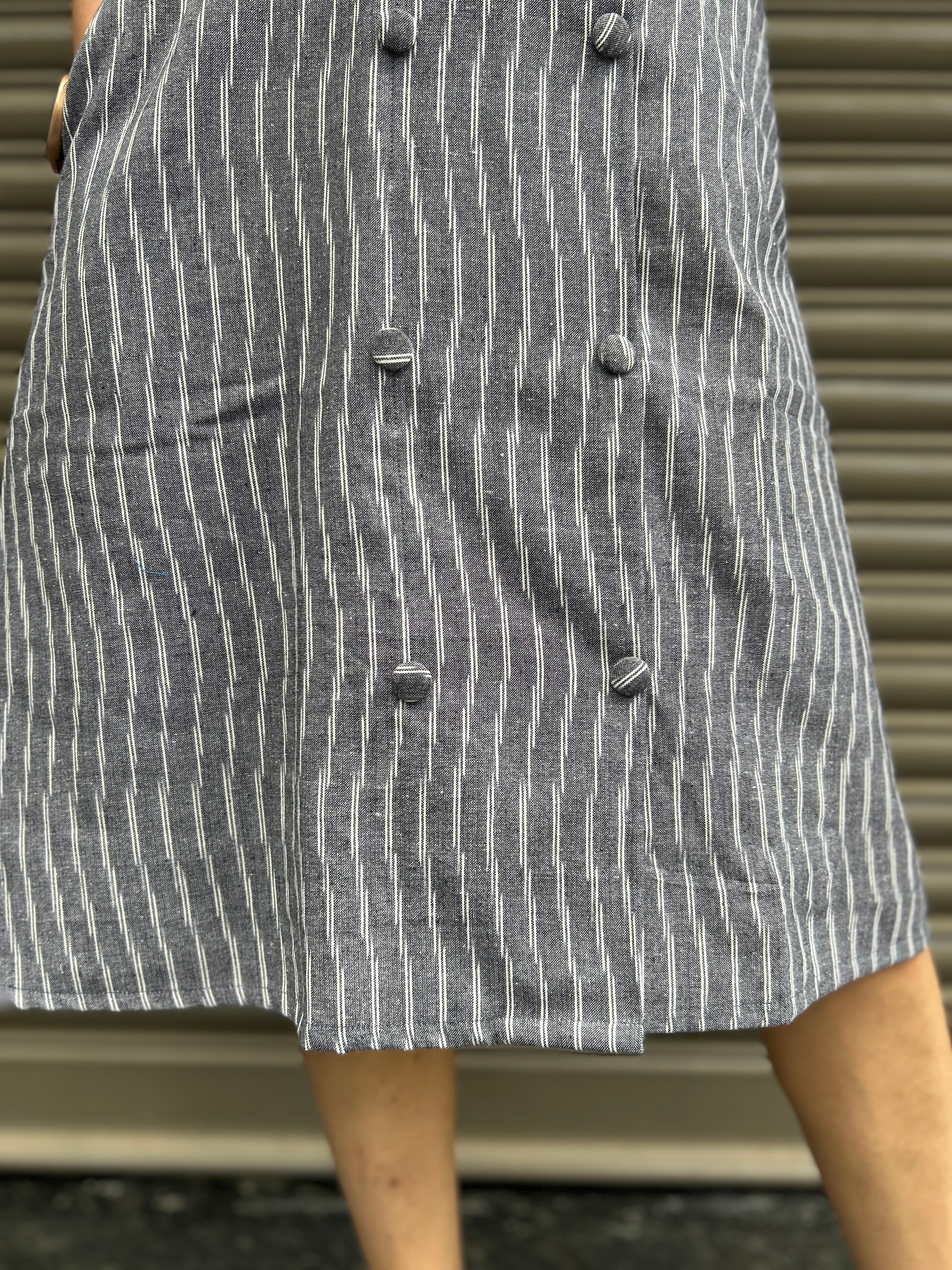 Ikkat Blazer Dress - Grey