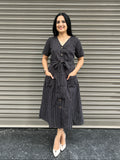 Cotton Striped Dress - Black