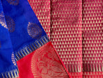 Mocha Cotton Silk Saree - Blue & Pink