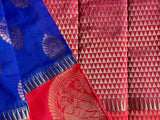 Mocha Cotton Silk Saree - Blue & Pink