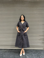 Cotton Striped Dress - Black