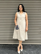 Cotton A-Line Dress - Beige