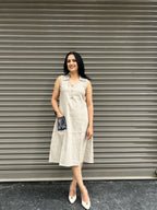 Cotton A-Line Dress - Beige