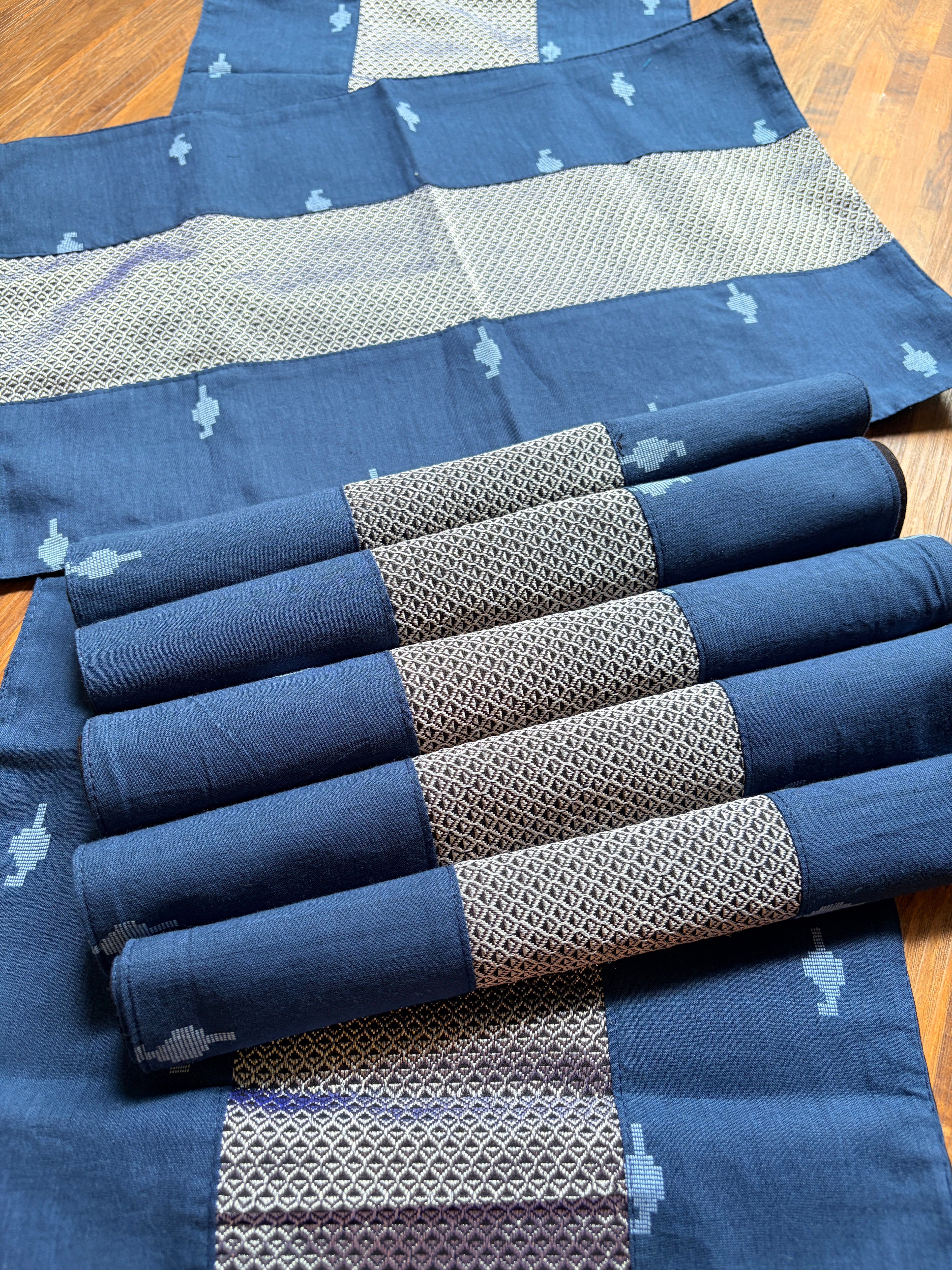 Table Mat & Table Runner Set - Blue & Grey Khun
